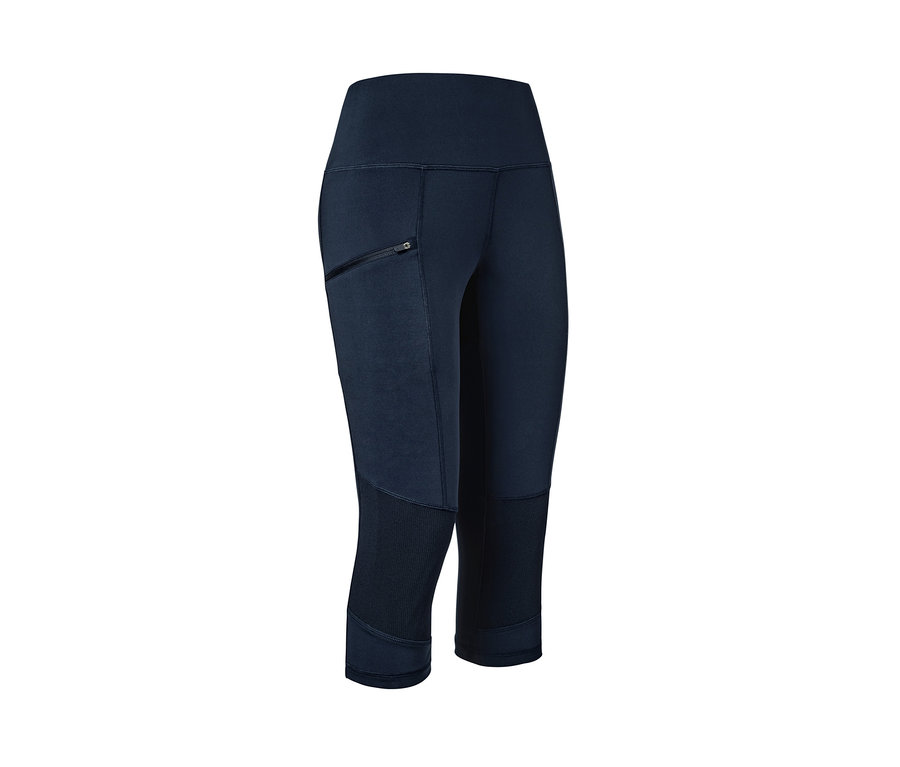 Detailaufnahme einer marineblauen 3/4-Trekking-Tights.