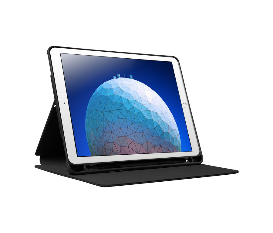 Schwarze Laut Prestige iPad Hülle für iPad 10,2" (2019/2020) horizontal geneigt.