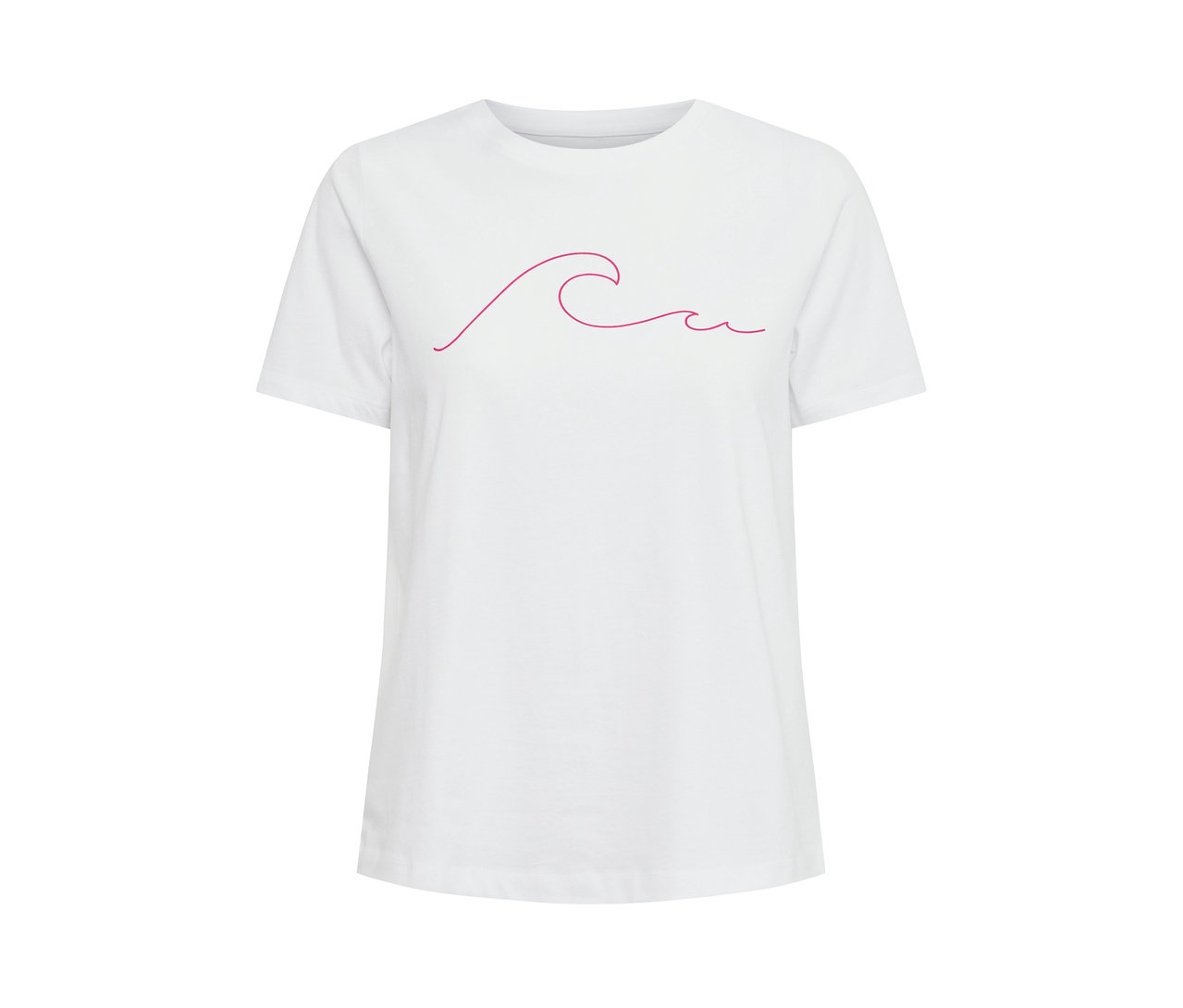 Weißes T-Shirt mit Wellen-Print.