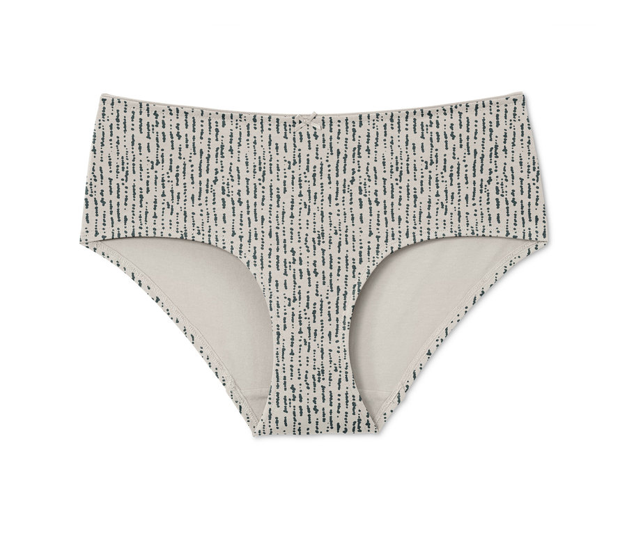 Detailansicht einer einzelnen von 5 Pantys mit Punktmuster auf hellem Grund.