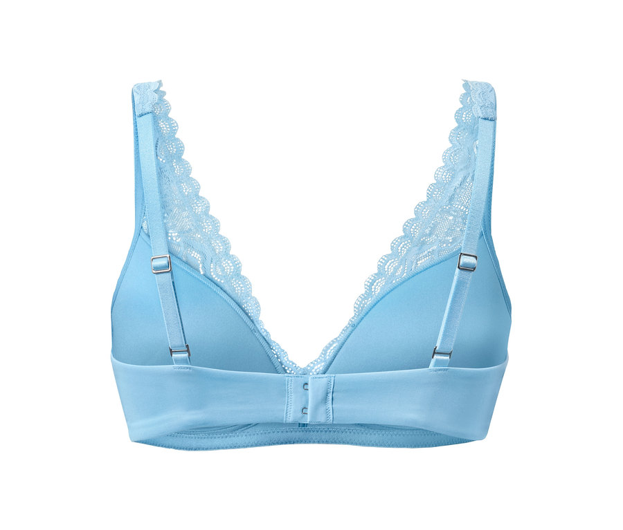 Hellblauer Softschalen-BH mit Spitze.