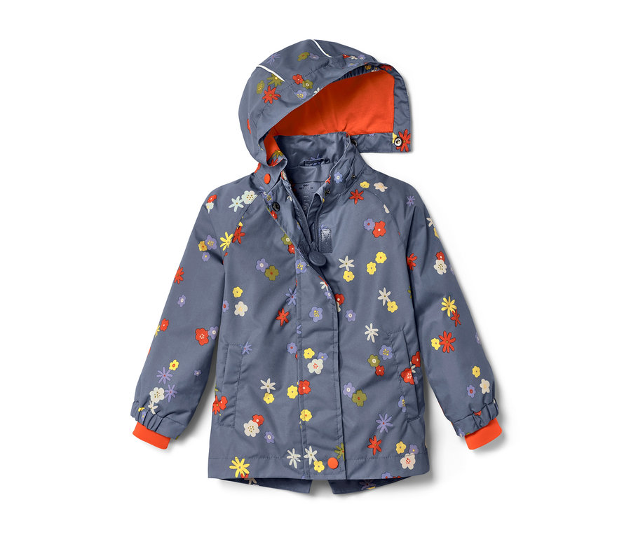 Kleinkinder-Regenjacke mit Blumen-Alloverprint.