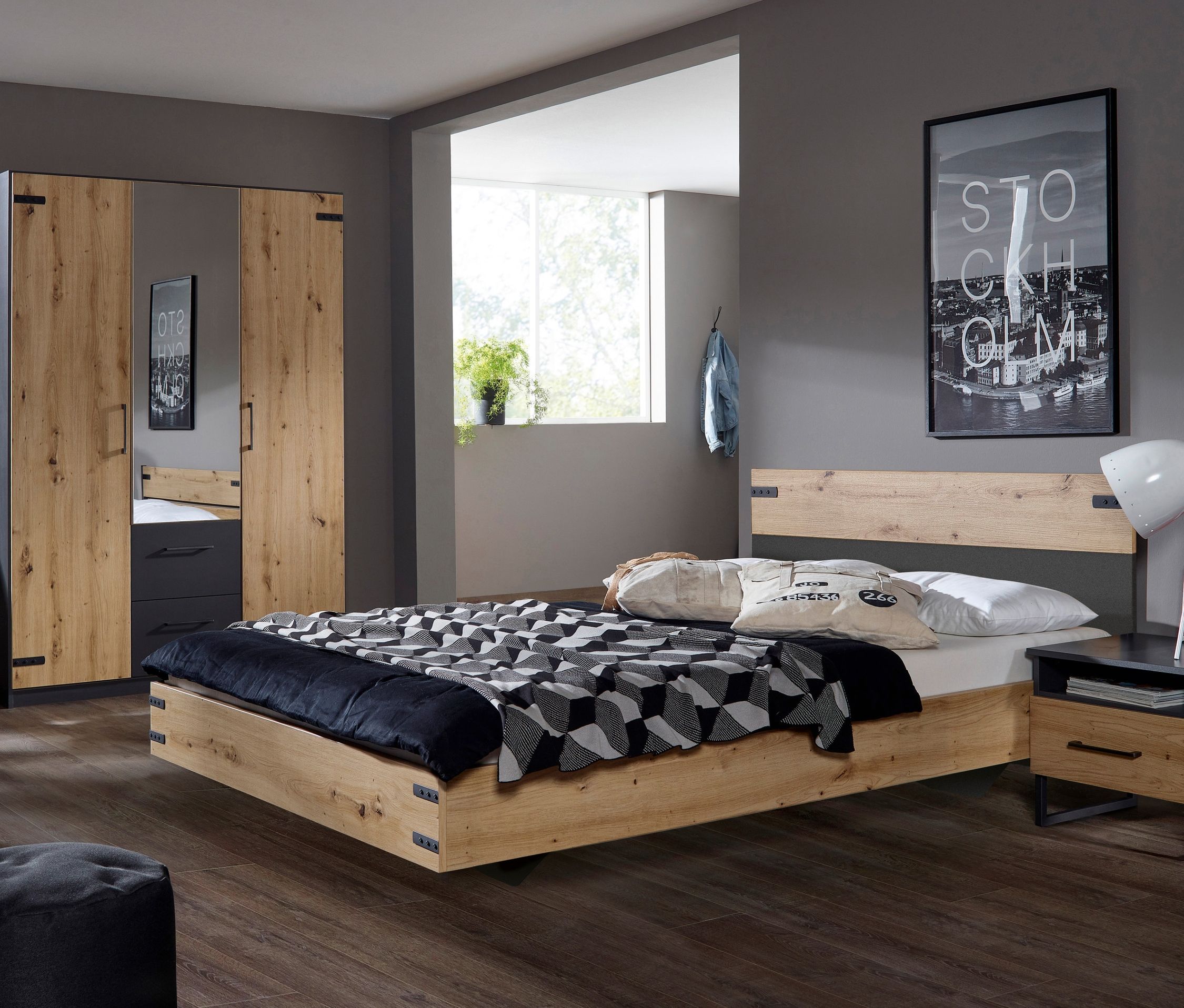Thumbnail - rauch Set »Butte« - 145x207x101cm - grau - Holz / Metall