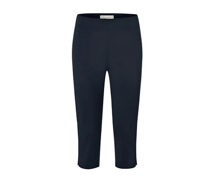 Dunkelblaue 3/4-Stretchhose.