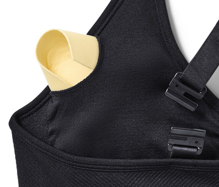 Detailansicht eines schwarzen Seamless-Sport-Bustiers.