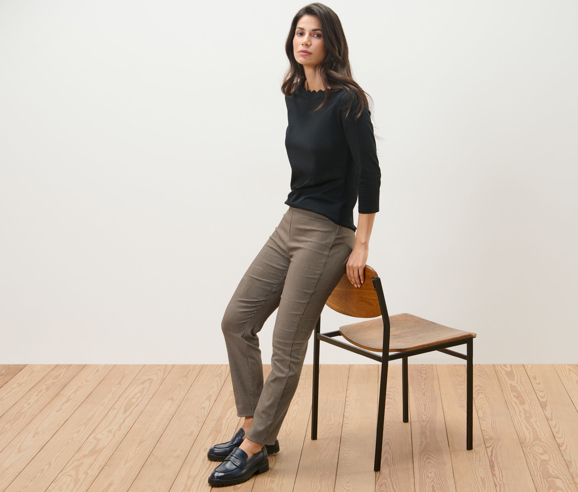 Thumbnail - Tchibo - Stretchhose mit Hahnentritt-Jacquard - Damen - Gr. 52 - schwarz/jacquard