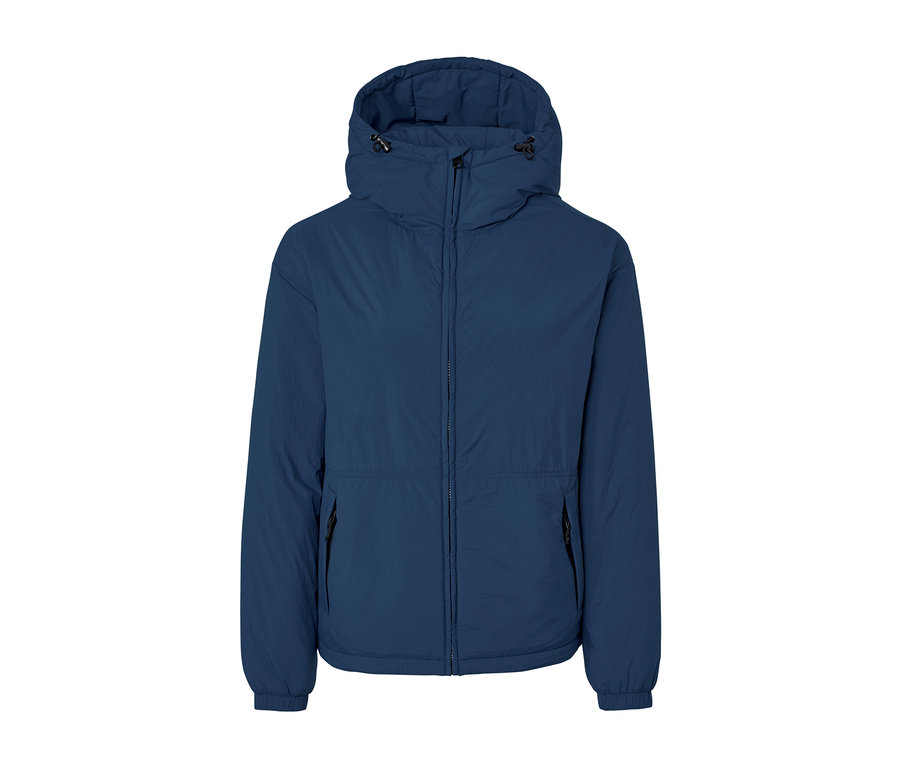 Blaue Kapuzen-Jacke.