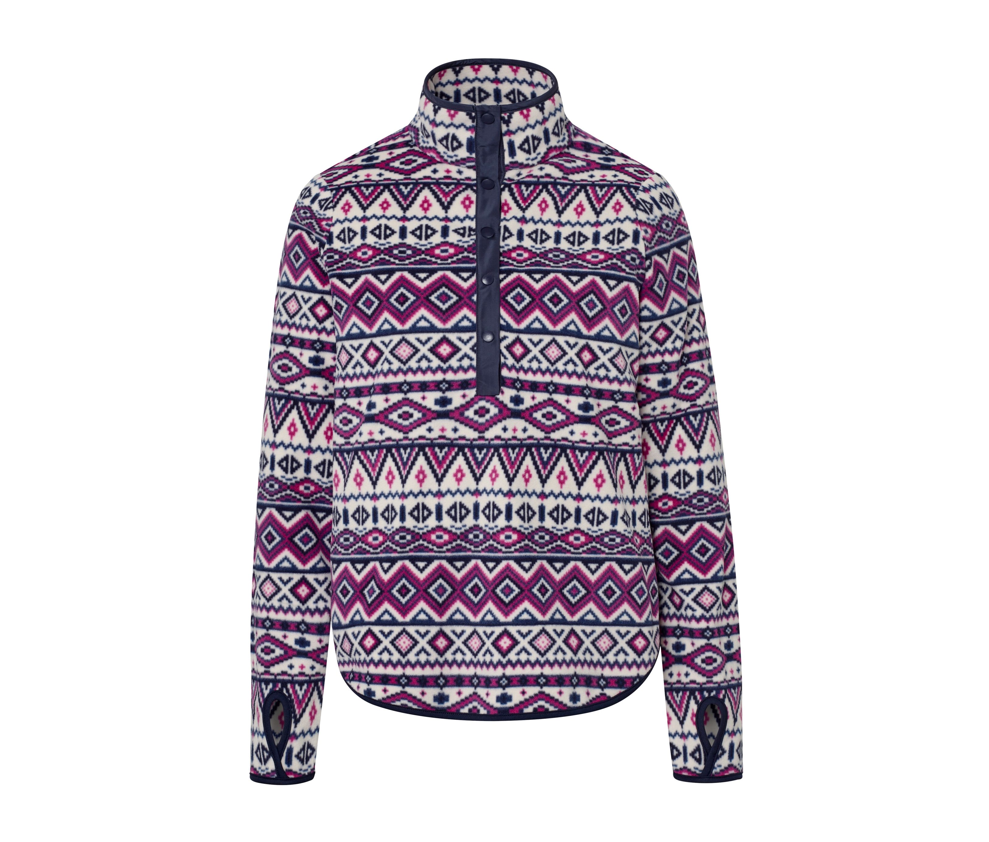 Tchibo - Fleecepullover - Damen - Gr. L - dunkelblau/print