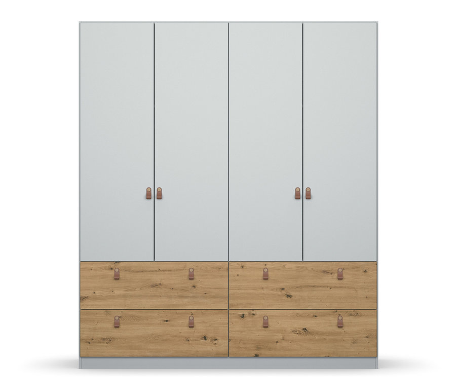rauch Drehtürenschrank »Homey«, 4-türig mit Holzschubladen im unteren Bereich.