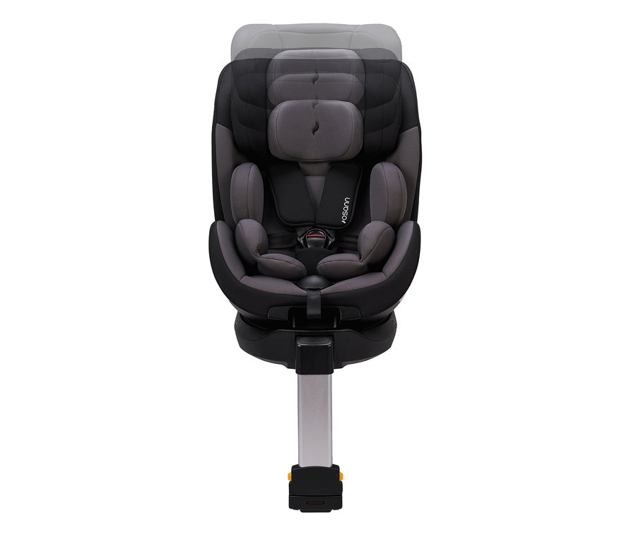 Ein grauer Osann Kindersitz »Hero360 SL« vor einem weißen Hintergrund.