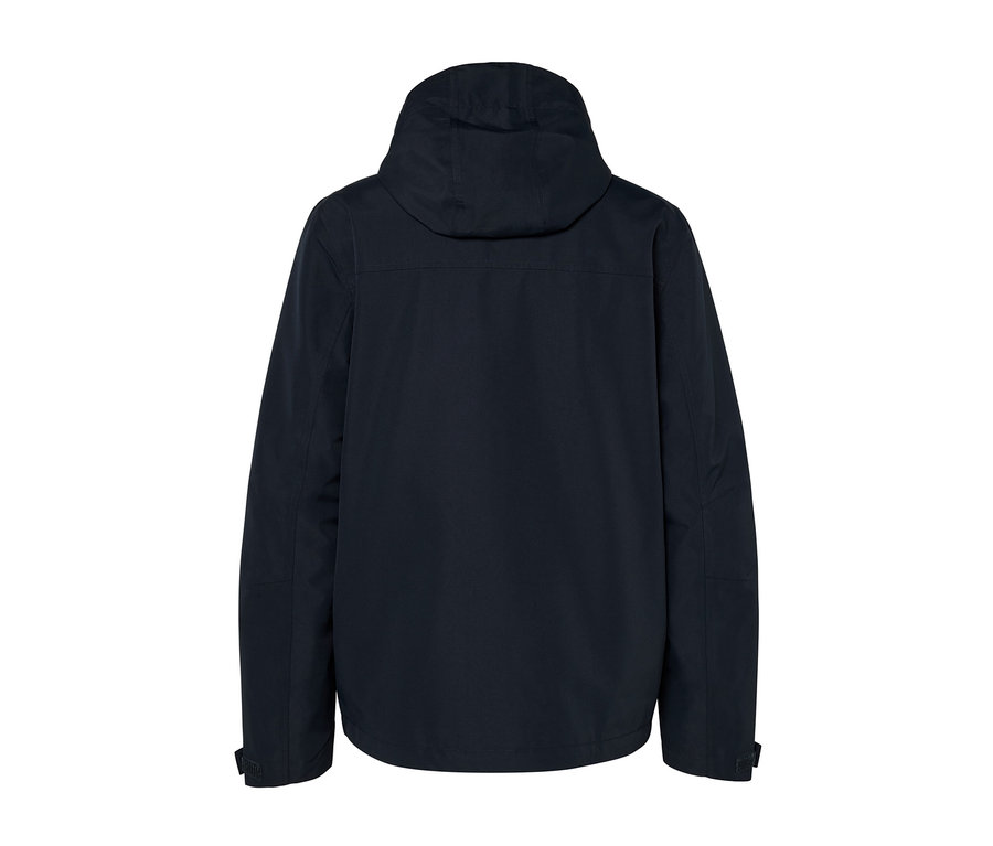 Dunkelblauer Funktionsparka von hinten.