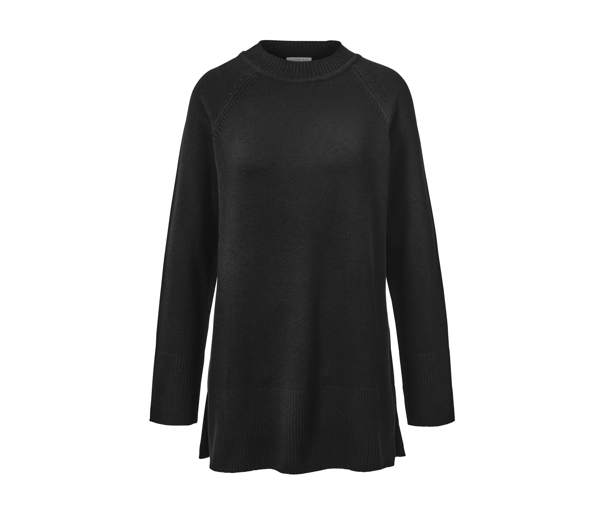 Langer Strickpullover - Damen - Gr. S - schwarz - schwarz