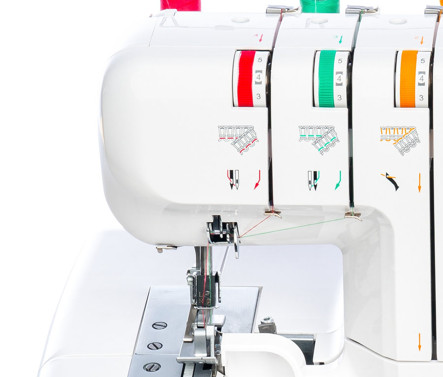 Detailansicht einer Overlock-Nähmaschine »ELASTICA II«.