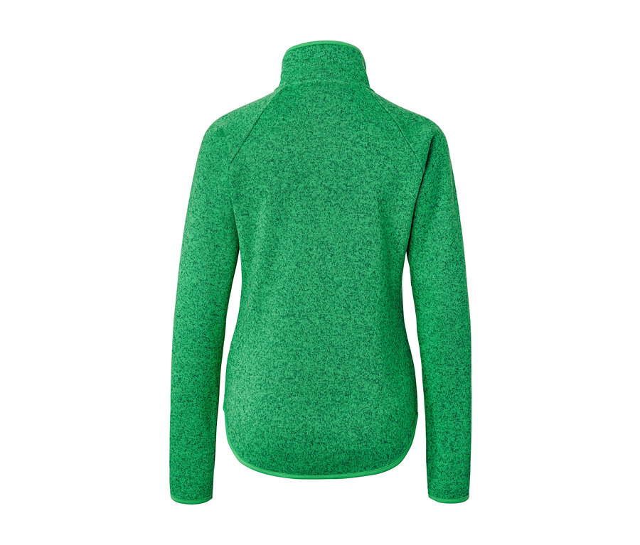 Rückansicht der grünen Strickfleece-Jacke.
