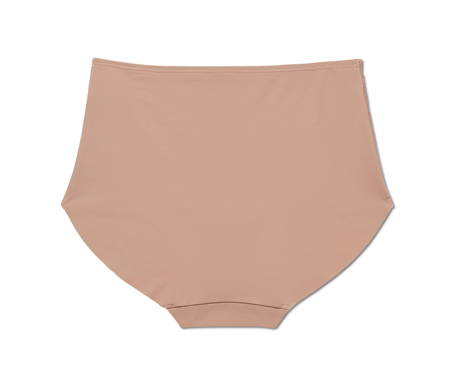 Eine beige Highwaist-Panty »light-shaping« auf weißem Hintergrund.
