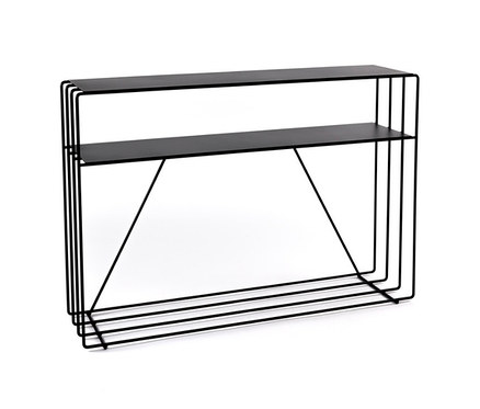 Schwarzer Konsolentisch »Ria« mit zwei Ablageflächen.
