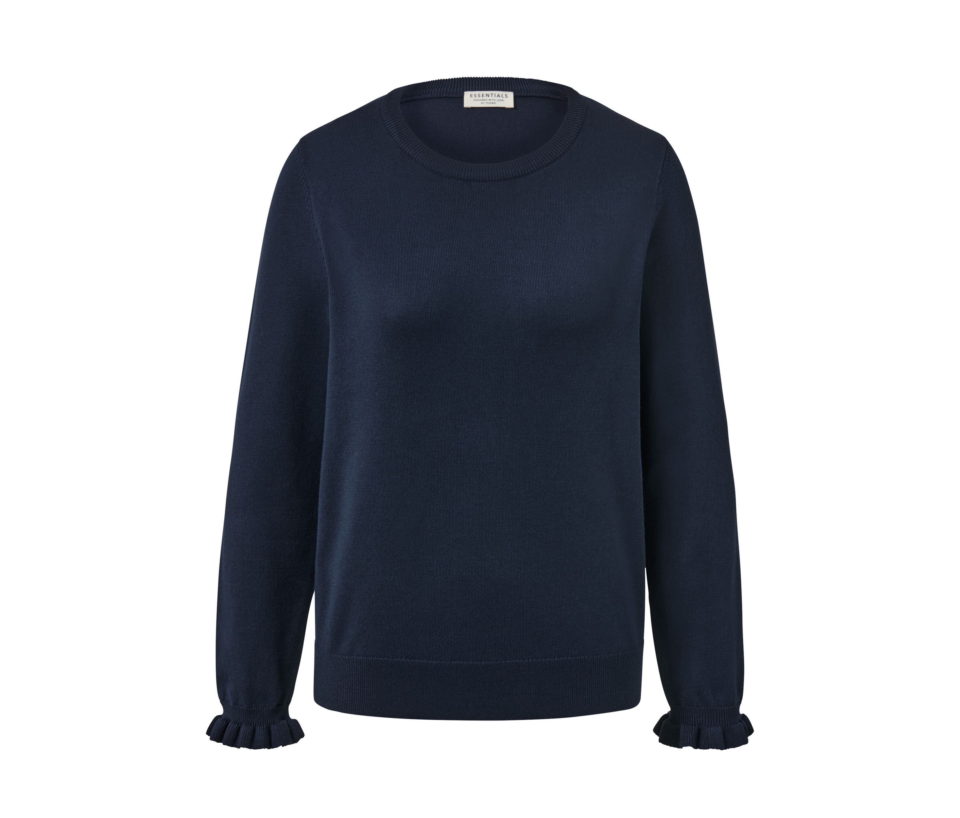 Tchibo - Feinstrickpullover mit Rüschendetail - Damen - Gr. M - dunkelblau