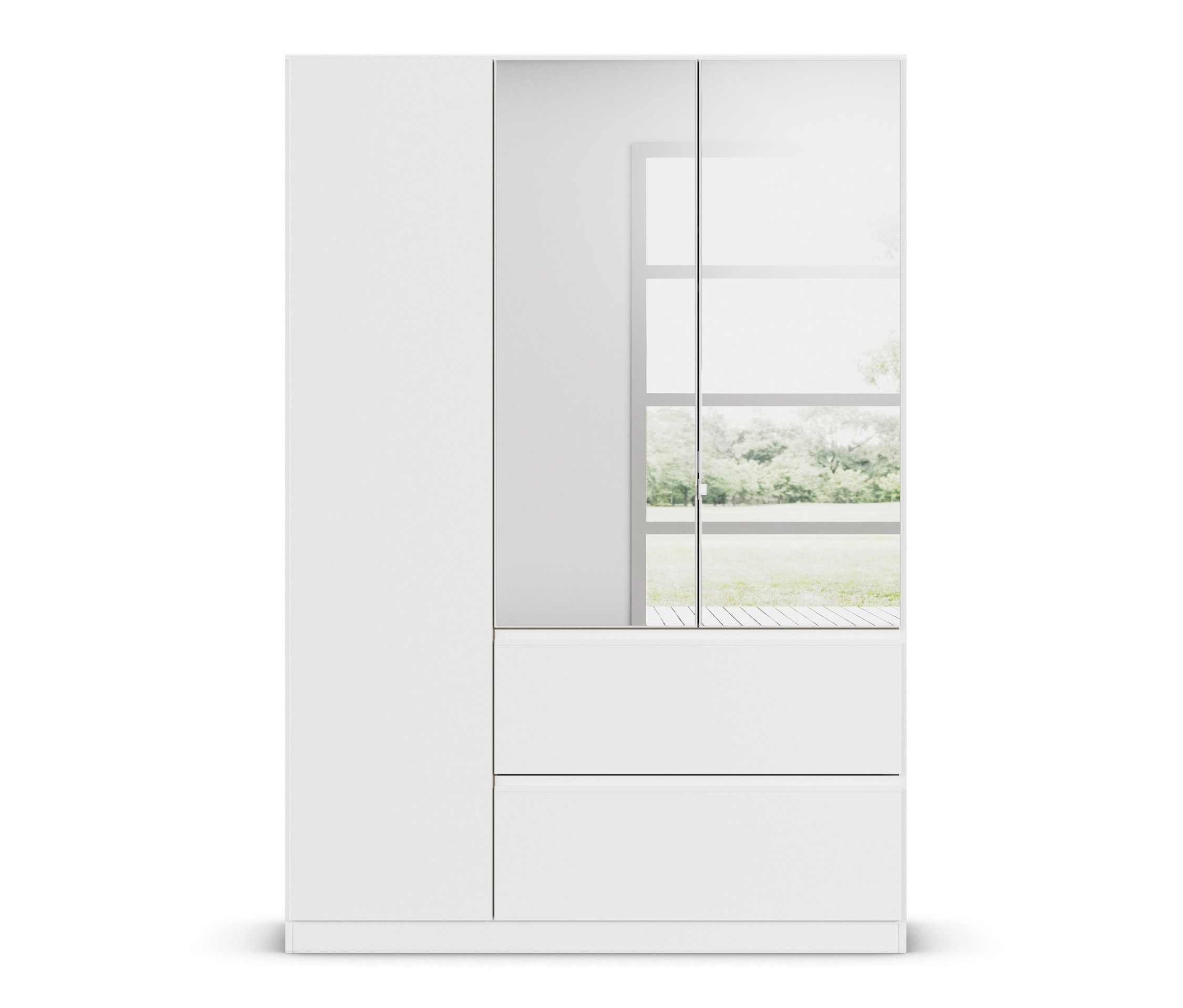 rauch Drehtürenschrank 3-türig mit Spiegel »Joel« - 136x54x197cm - weiß -