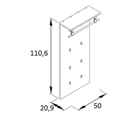 Illustration eines Hakenpaneels »Hank« und eines Hakenpaneels »Loft«.