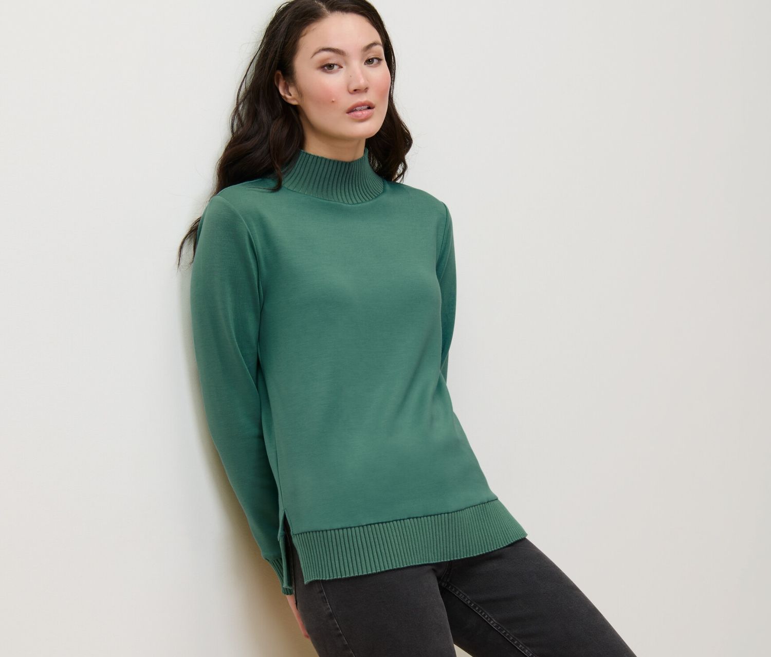 Thumbnail - Tchibo - Sweatshirt mit Stehkragen - Damen - Gr. XL - grün