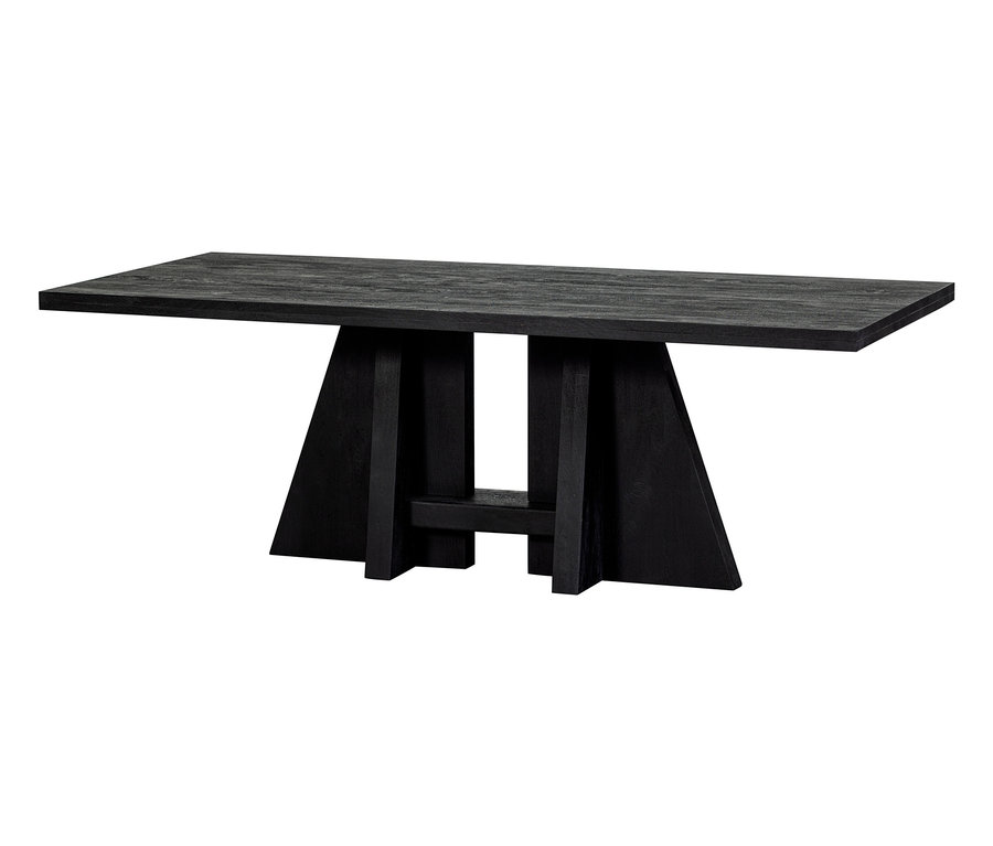 Schwarzer Woood Esstisch »Kean« mit Mittelbein, ca. 220 x 100 cm.