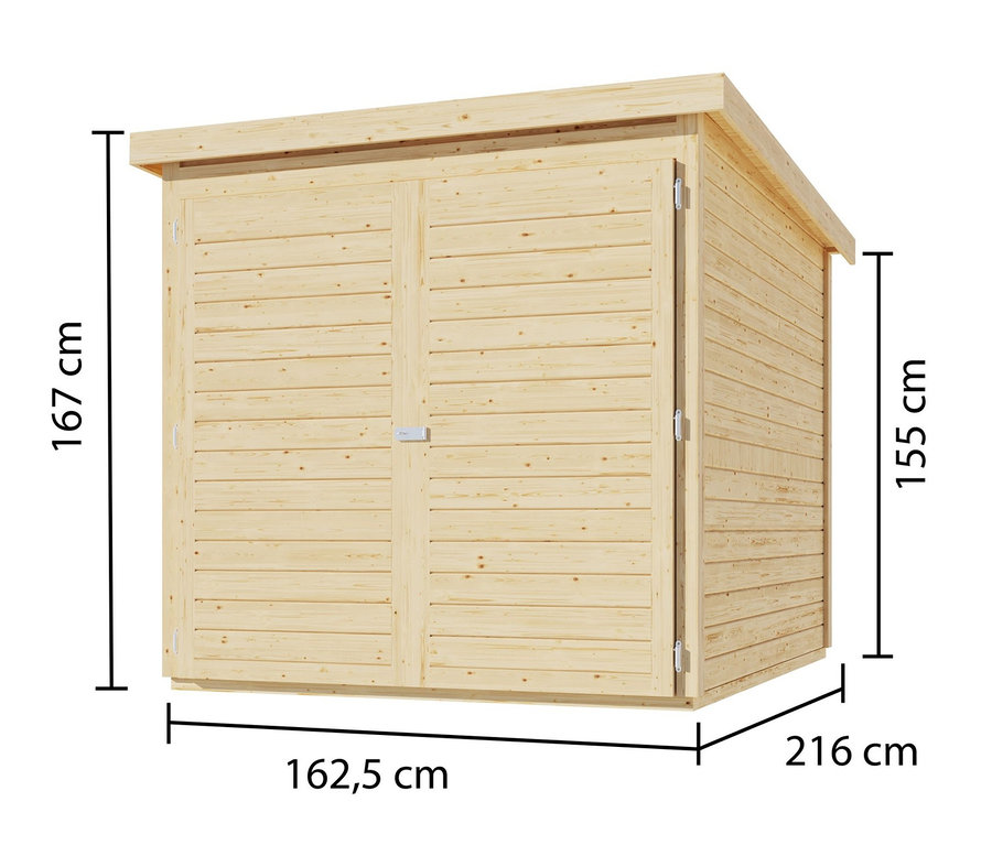 Abbildung einer Karibu Fahrrad-Garage mit Fahrradschienen, 19 mm, natur.
