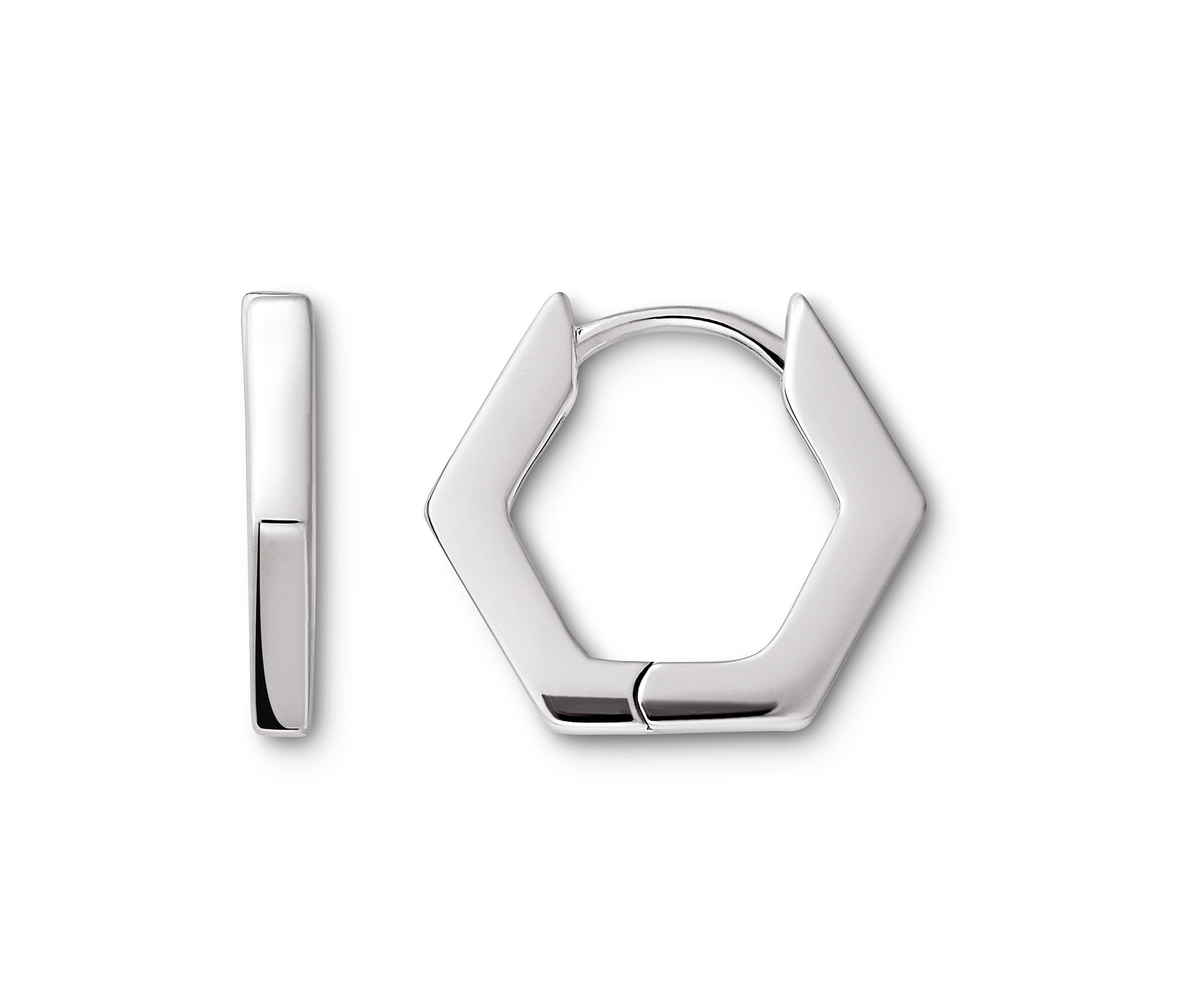 Silber Creolen »Hexagon« - silber - silber