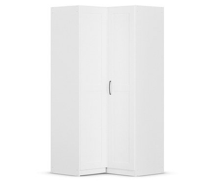 Ein weißer Eckschrank.