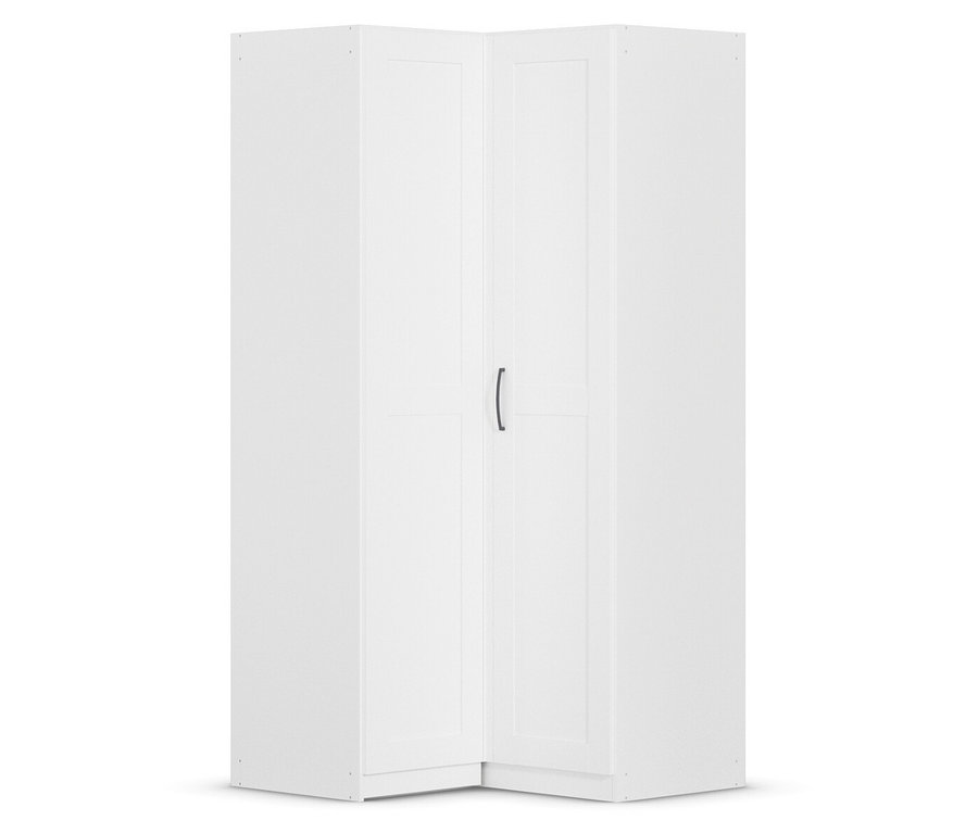 Ein weißer Eckschrank.