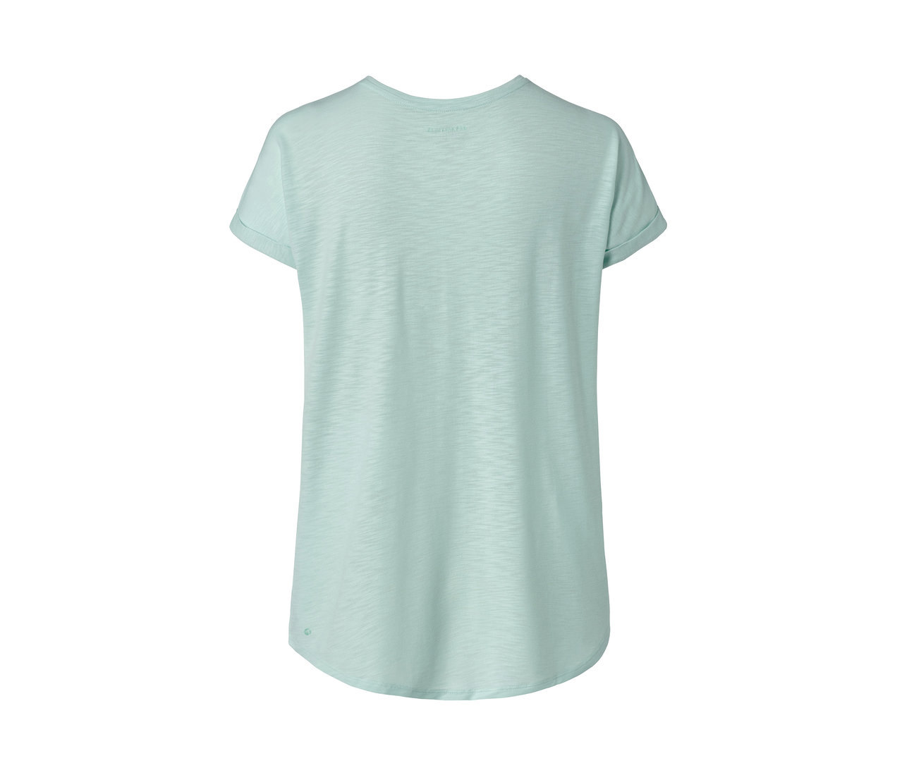 Detailansicht eines mintfarbenen Sportshirts.