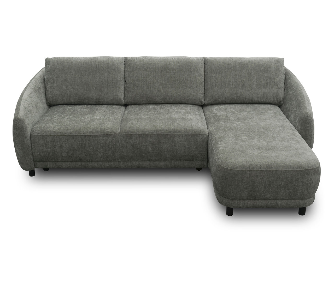 Graues DOMO Ecksofa Longchair, rechtsbündig.