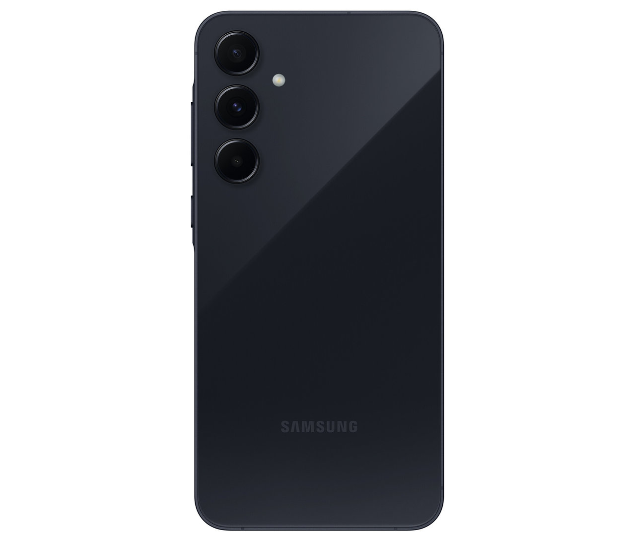 Detailansicht der Rückseite des marineblauen Samsung Galaxy A55 5G A556B 8GB 128GB. Drei Kameras sind sichtbar.