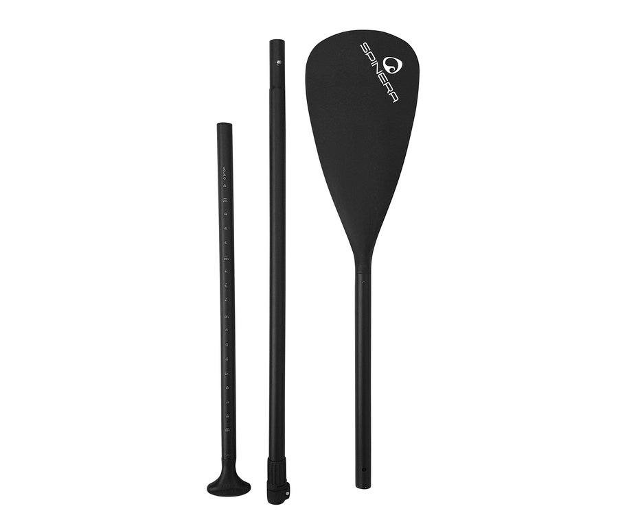 Zerlegtes schwarzes Spinera Classic Alu SUP-Paddel.