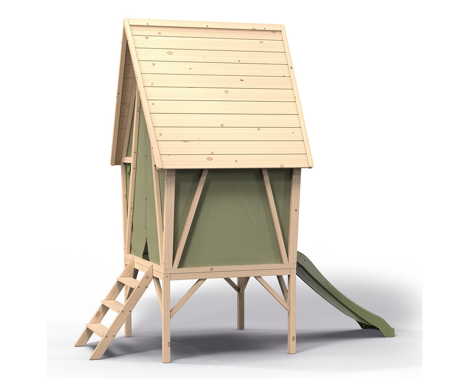 EXIT Spielhaus »Yuki 300« mit Rutsche, aus Holz mit Leiter und Rutsche.