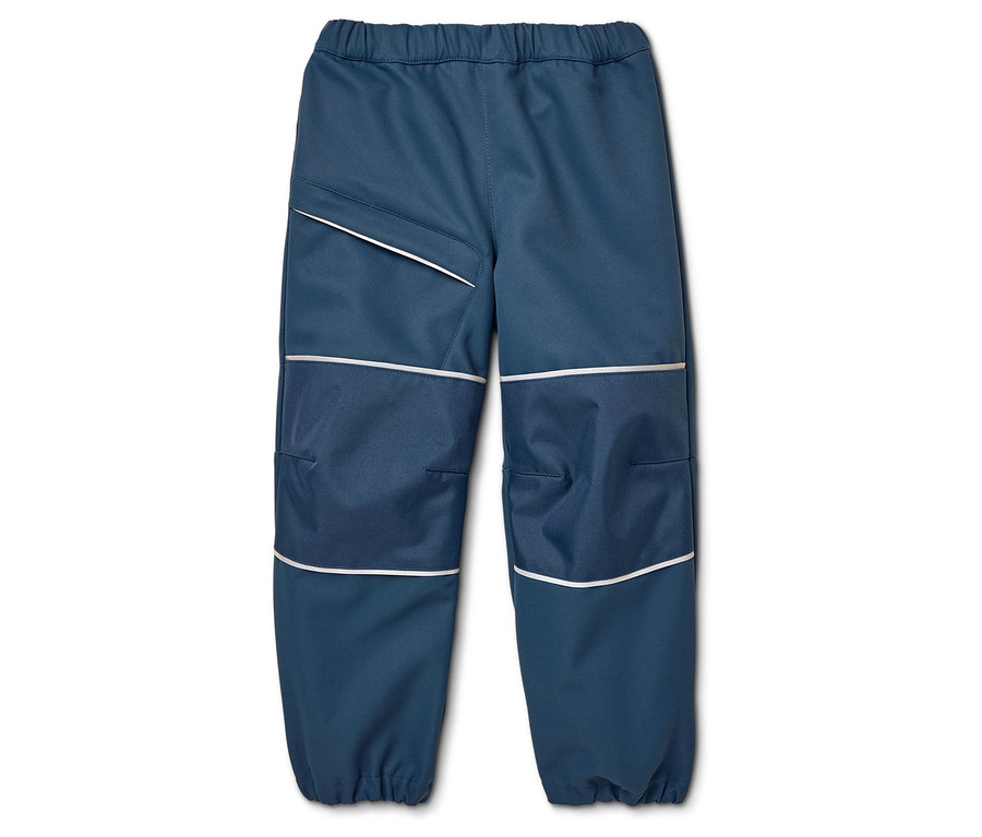 Blaue Hose mit reflektierenden Details auf weißem Hintergrund.