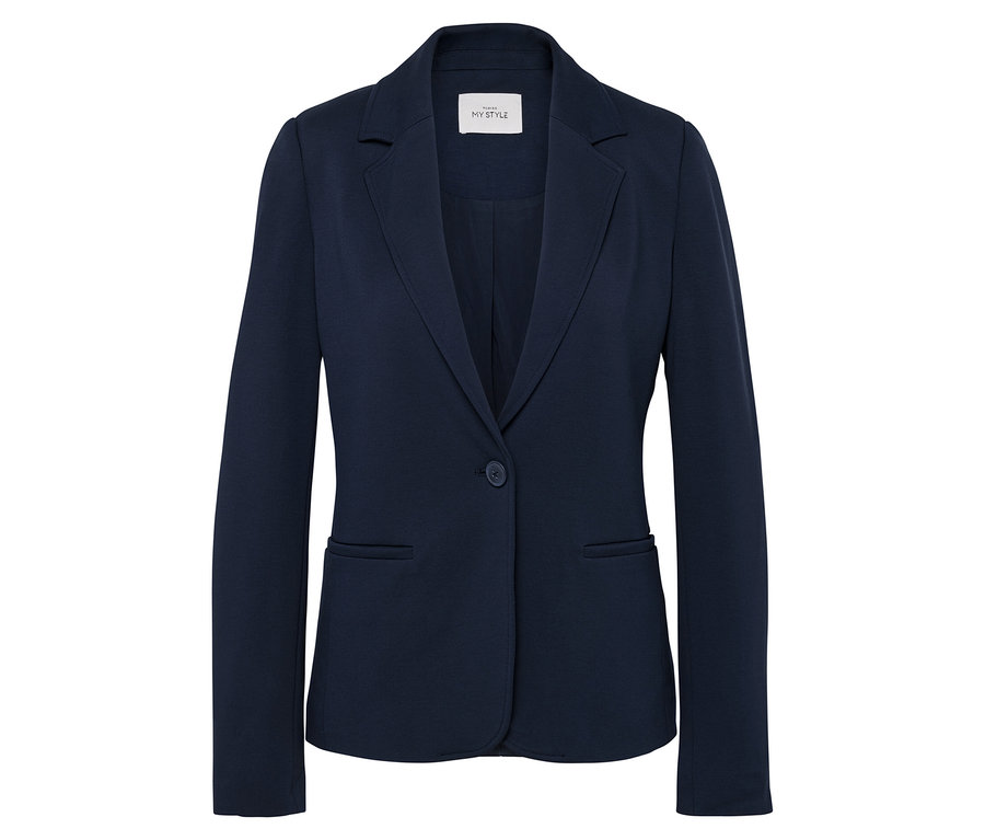 Marineblauer Blazer mit einem Knopf.