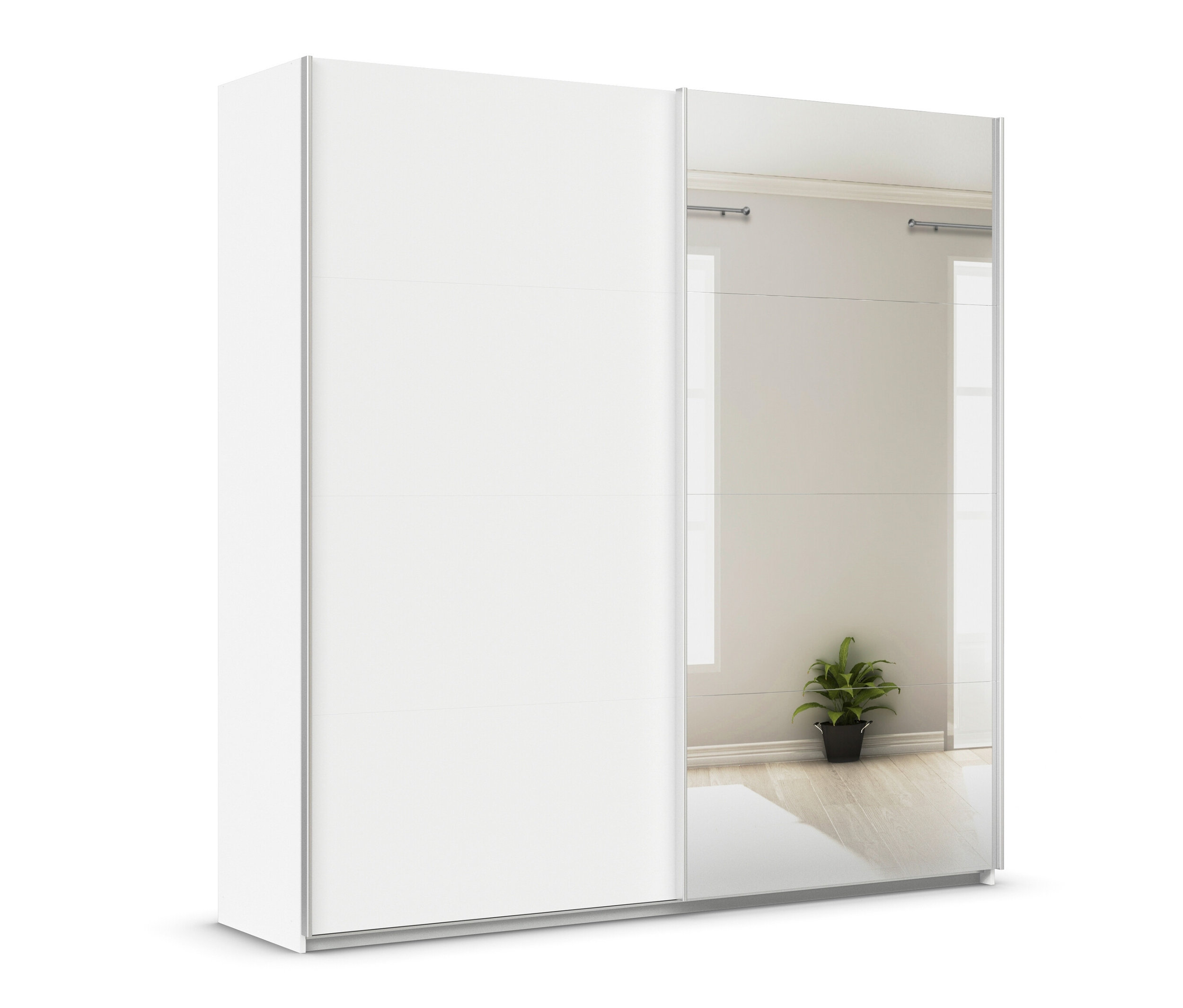 Thumbnail - rauch Schwebetürenschrank »Quadra« mit Spiegel - 226x62x229cm - weiß - Holz