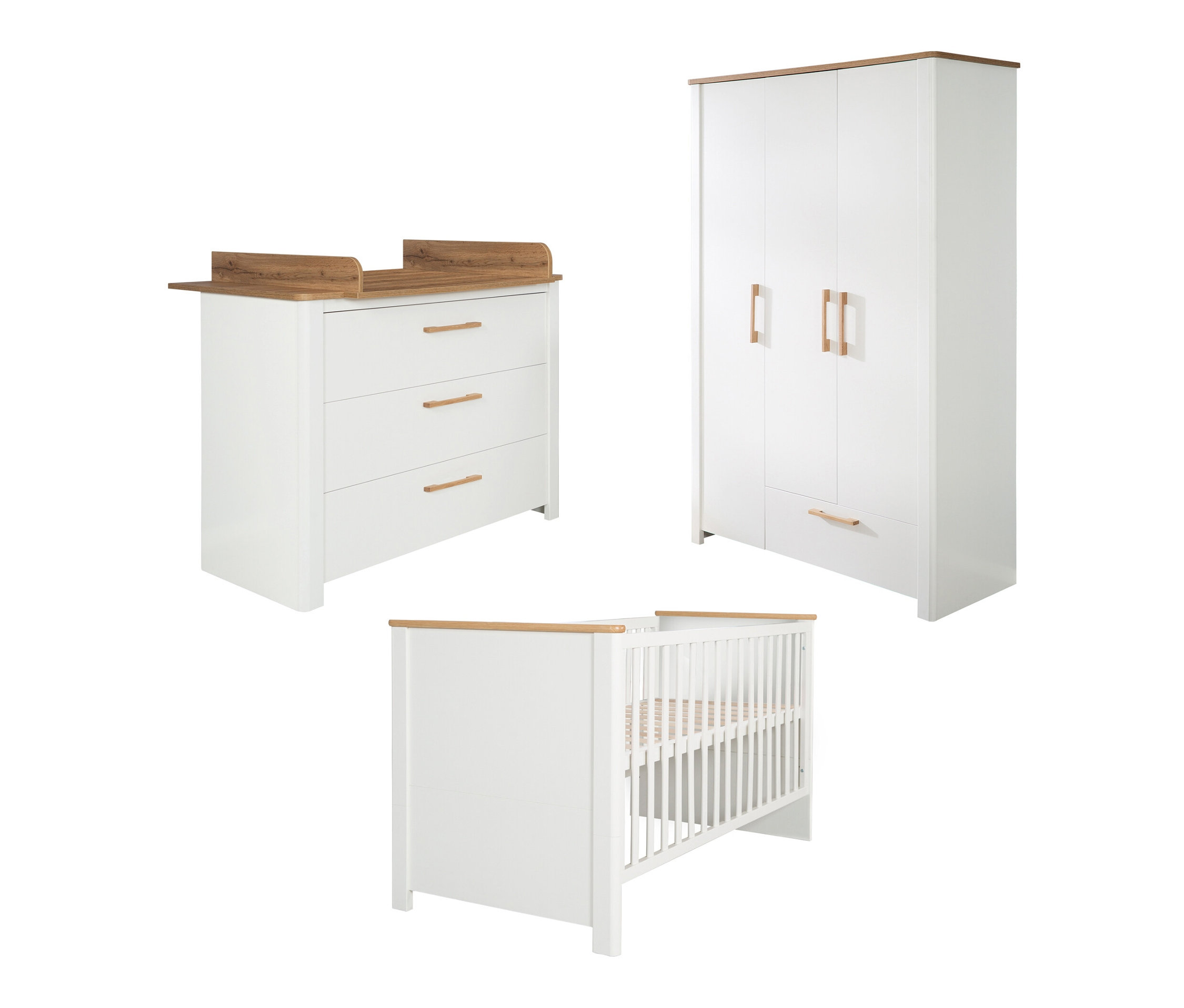 roba Kinderzimmer-Set »Ava« mit Bett - 78x143x83,5cm - weiß - Holz / Holz / Metall