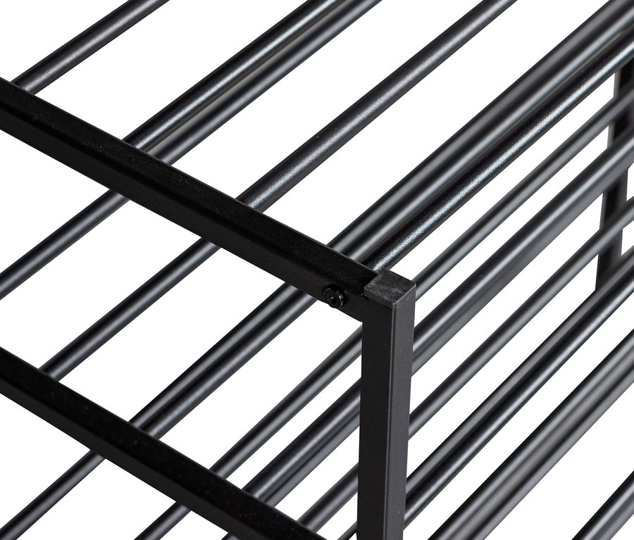 Detailansicht des Woood 4 Schuhregals »Ferro«, Metall schwarz.