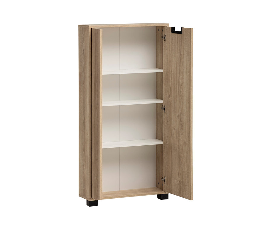 Offenes, hochformatiges, weiß-hölzernes Regal »Emmik« mit Regalen.