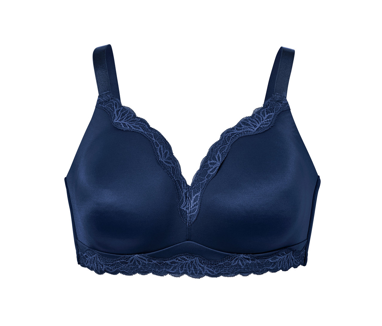 Dunkelblauer Soft-BH mit Spitze.