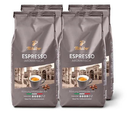 Vier Packungen Espresso Aromatisch - 4x 1 kg Ganze Bohne.