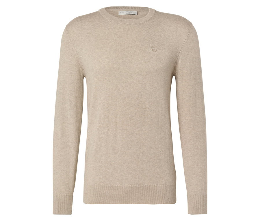 Pullover mit Rundhalsausschnitt, beige meliert