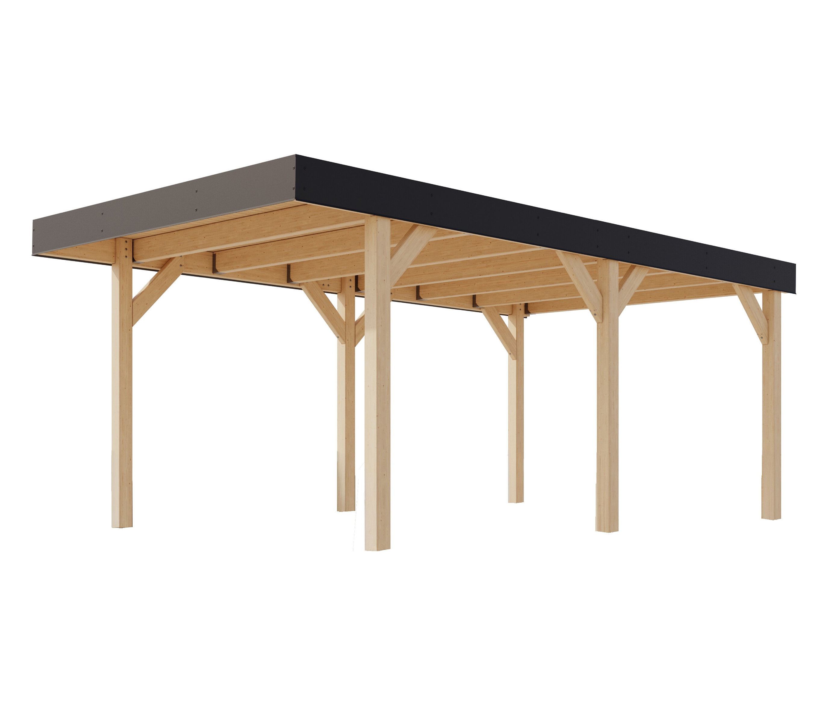 Karibu Einzel-Carport - 312x487x246,5cm - braun - - Holz