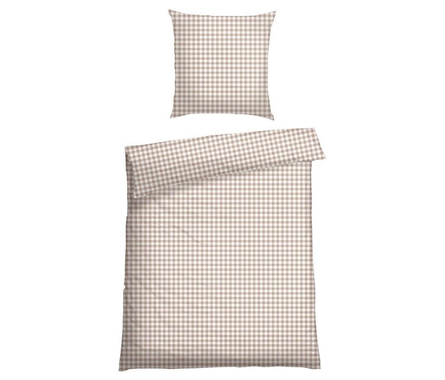 SCHIESSER Renforcé-Bettwäsche »Ivy« in Normal- und Übergröße mit hellbraunem Karomuster.
