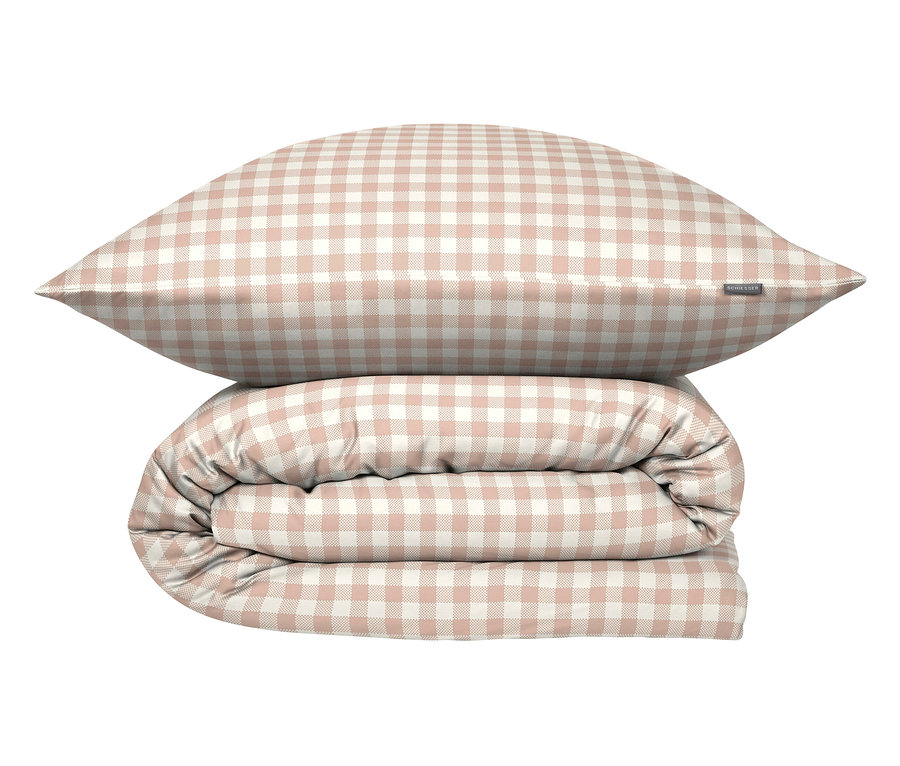 Gestapelte SCHIESSER Renforcé-Bettwäsche »Ivy« in Normalgröße, bestehend aus einem Kissenbezug und einer gefalteten Bettdecke.