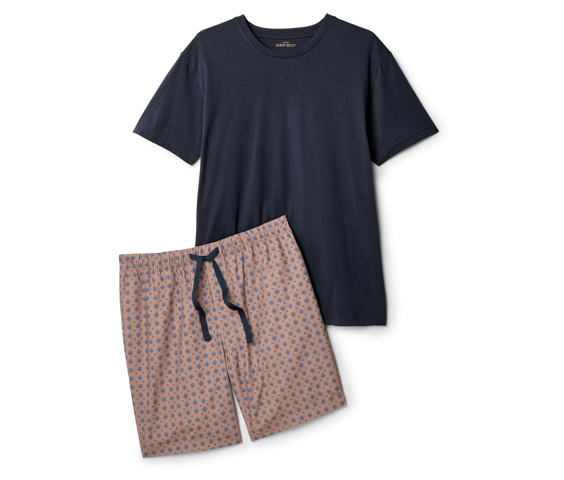 Shorty-Pyjama-Set - Herren - Gr. XL - dunkelblau/paisley - dunkelblau