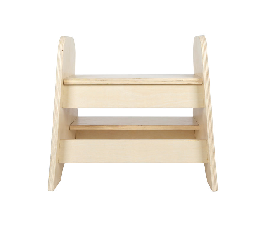 Heller small foot Tritthocker aus Holz mit zwei Stufen und geschwungenen Seiten.