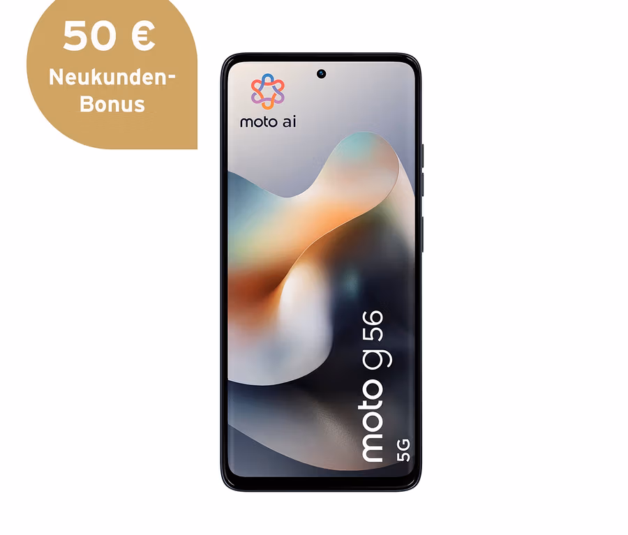 Schwarzes Motorola moto g56 5G 256 GB Mobiltelefon.