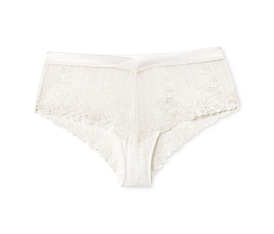 Cremeweiße Spitzen-Panty.